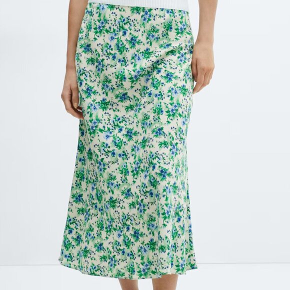 Mango Floral Printed Satin Skirt/NWT/S-M - Picture 1 of 14